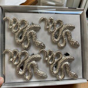 4 Snake Napkin Rings - Aluminum - New in Box